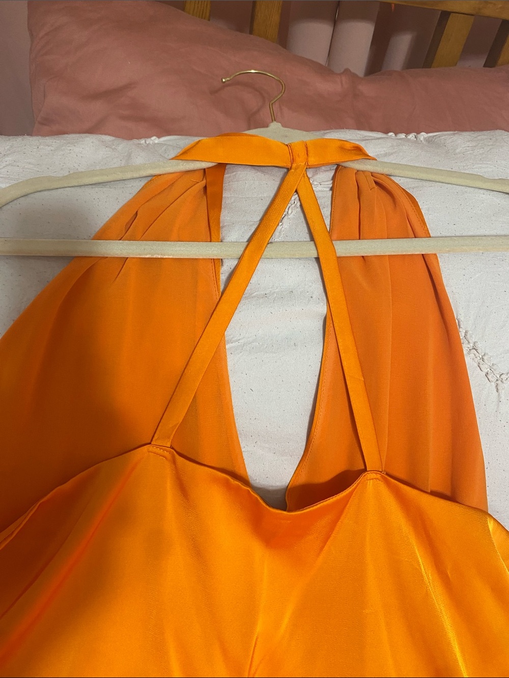 1 STATE Vibrant Orange Satin Halter Camisole - Picture 5 of 5